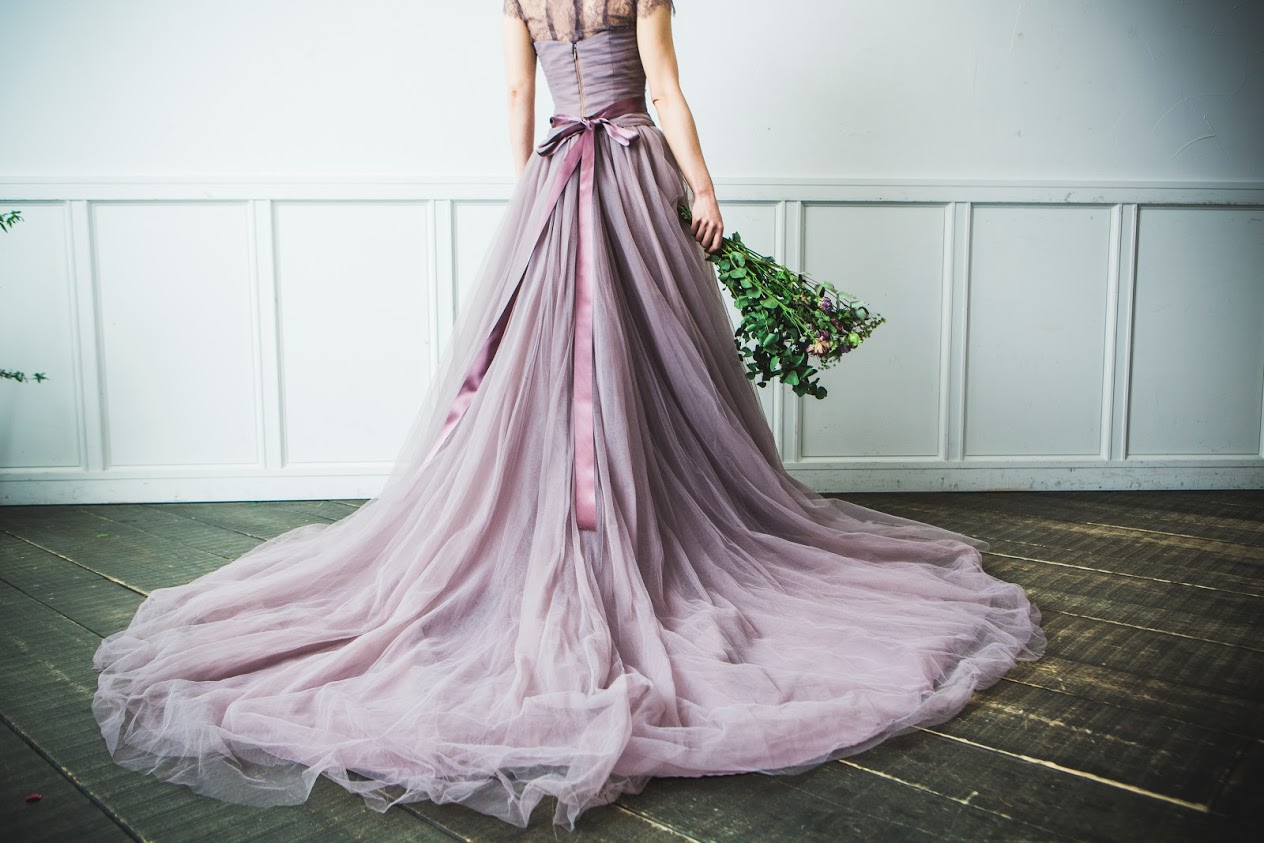 絶妙なカラー♡くすみパープルのドレス | anjeri